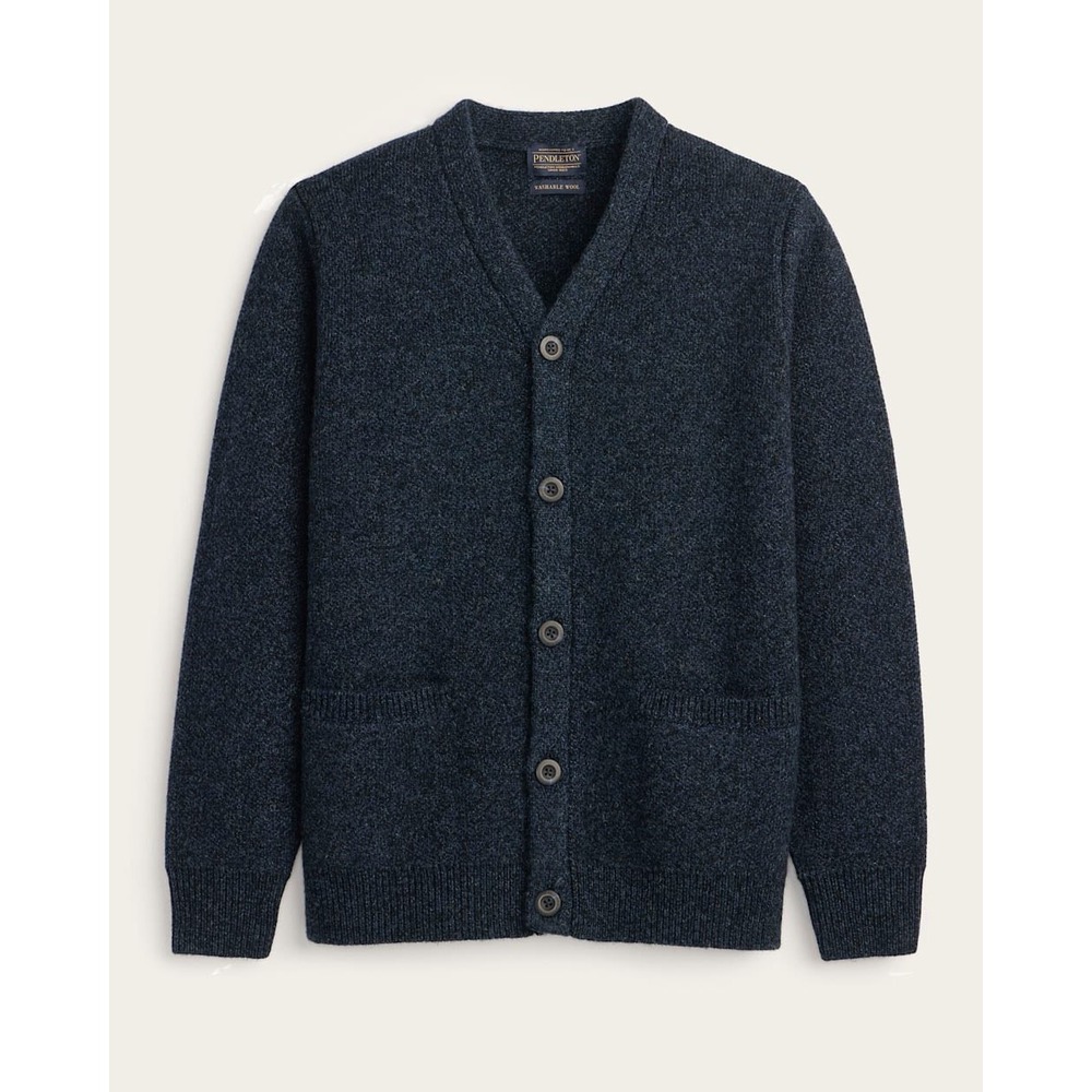 Pendleton Mens Shetland Collection Washable Wool Cardigan Navy Heather 58950Z M